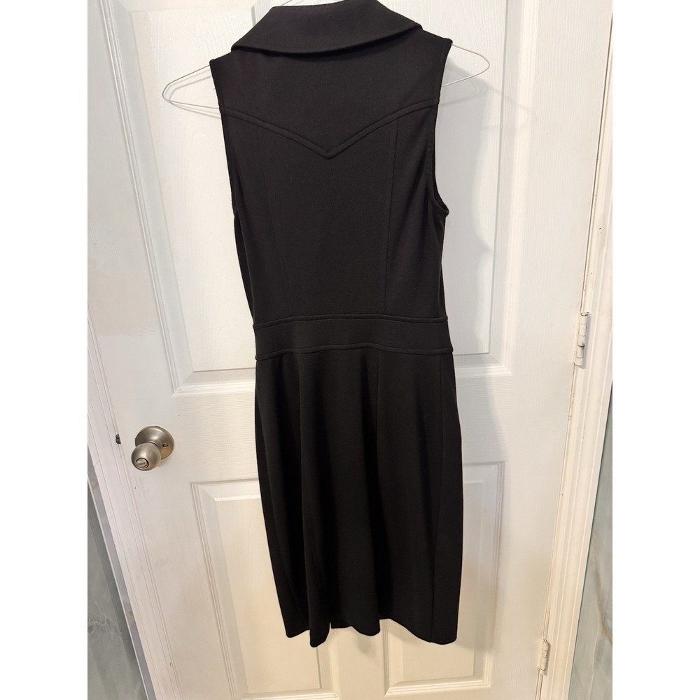 Vintage Cache Women's Black Moto Style Sheath Dress Asymmetrical Zipper Sz 6 Y2K - Picture 7 of 7